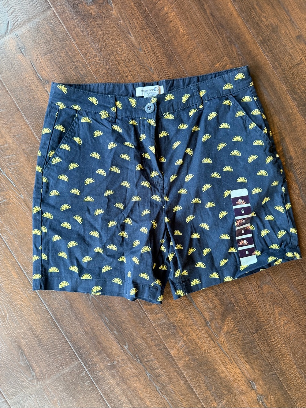 Caribbean Joe Navy Shorts with Yellow Lemon Print